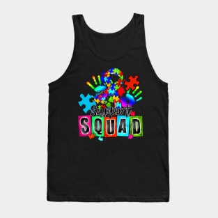 Autism Awareness Month Ribbon Support Squad Womens Kids Tank Top